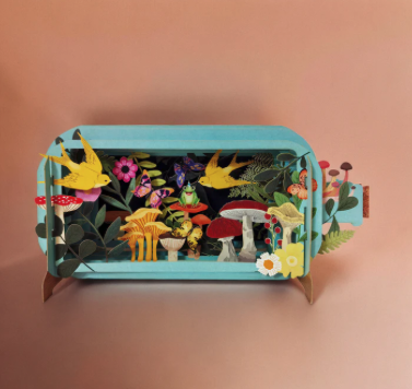 3d bottle cards - a wonderful keepsake - a bit more than just a card - swallows &mushrooms