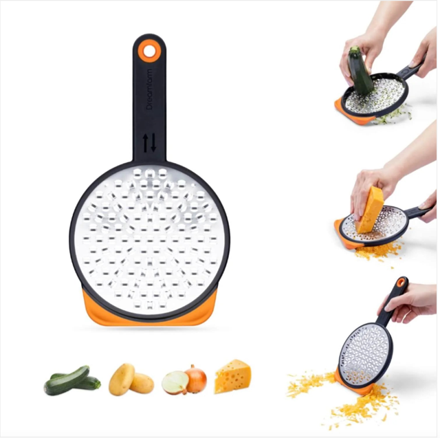 Dreamfarm Ograte is a two-sided speed grater that continuously works in a circular motion on one side, and an up and down motion on the other. A very well-designed gift for the budding chef/cook.