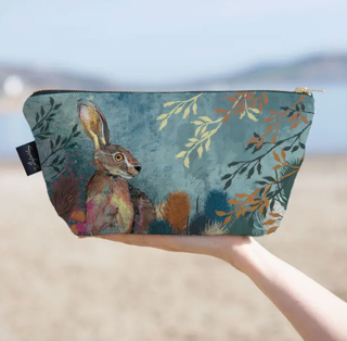Hare Cosmetic Bag by Dollyhotdogs. These are multipurpose bags and can be used for anything from a wash bag to a pencil case. Made in the United Kingdom