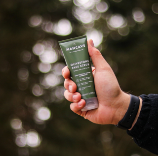 Men's Skincare - Olivestone Face Scrub. An exfoliating scrub formulated to smooth and recondition the skin. Mens Gifts. Packaging made from recycled plastic