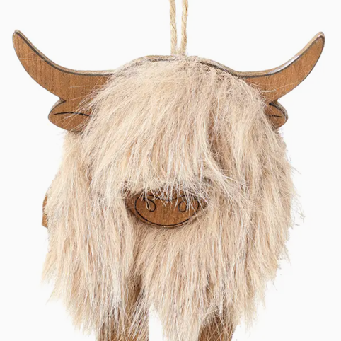 Wooden Woolly Cow Hanger